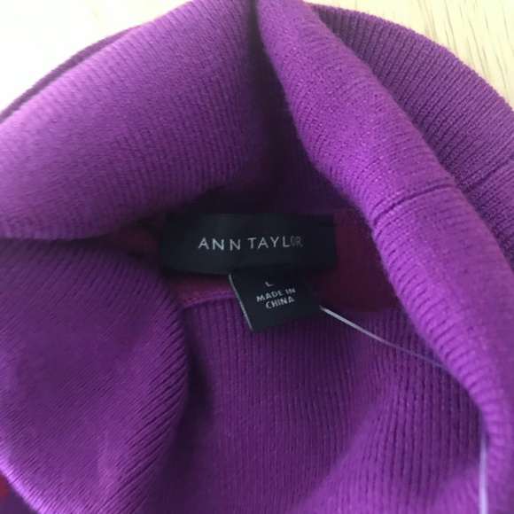 NWT - ANN TAYLOR -  Fair Isle Turtleneck Balloon Sleeve Sweater size L - Picture 2 of 6